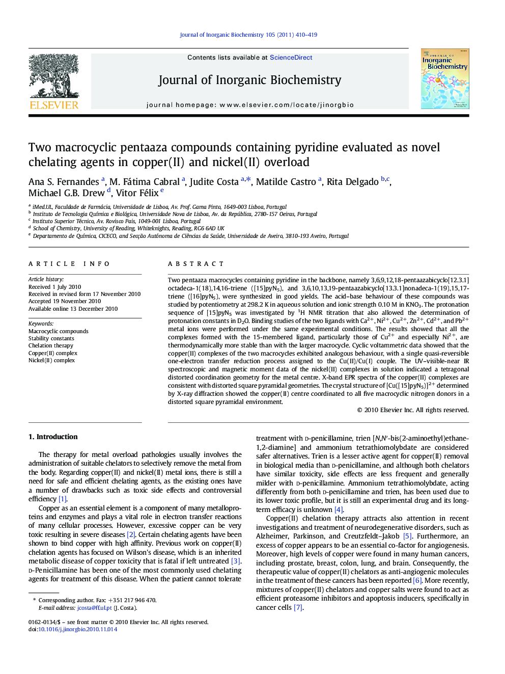 Two macrocyclic pentaaza compounds containing pyridine evaluated as novel chelating agents in copper(II) and nickel(II) overload