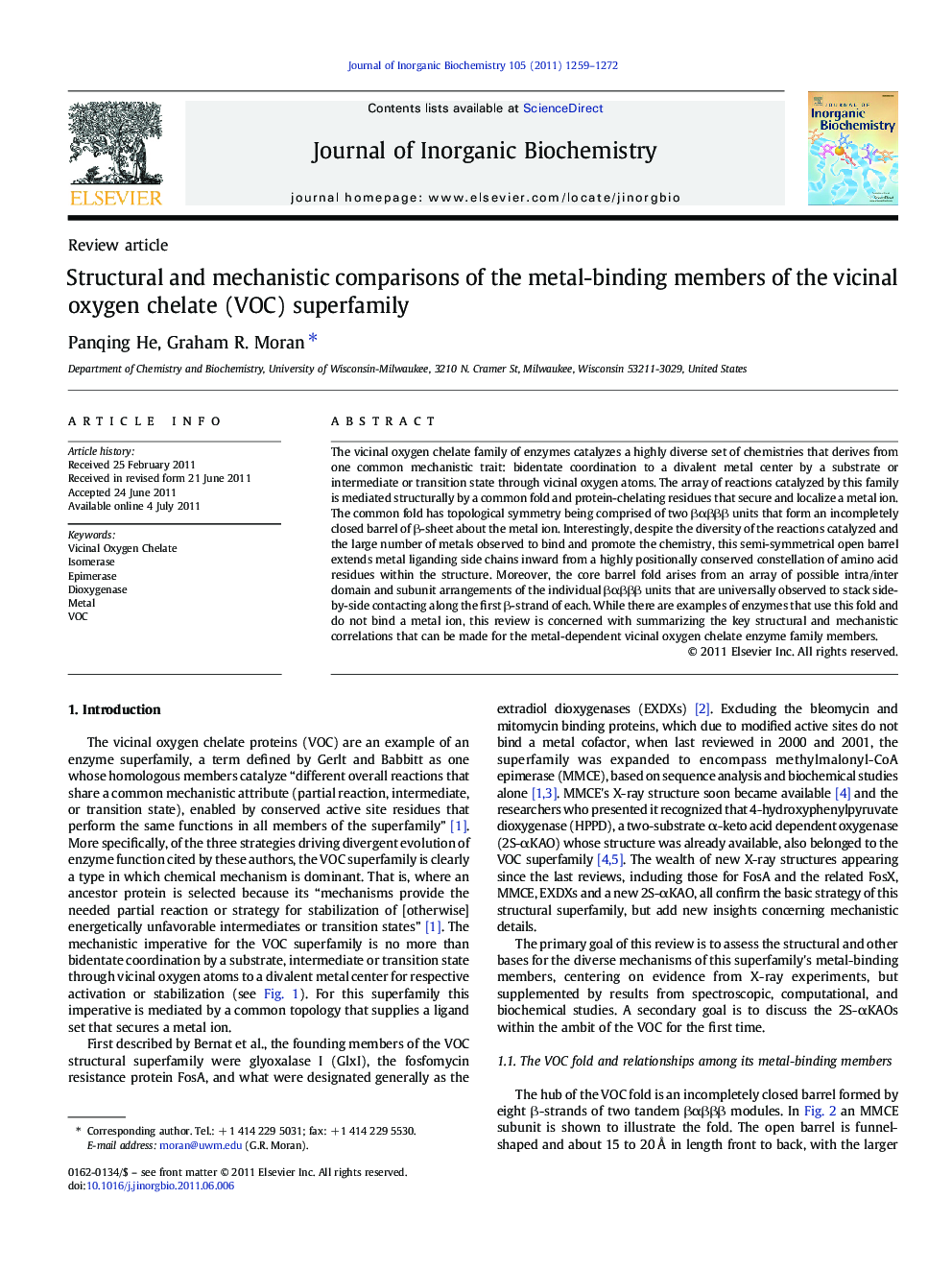 Structural and mechanistic comparisons of the metal-binding members of the vicinal oxygen chelate (VOC) superfamily