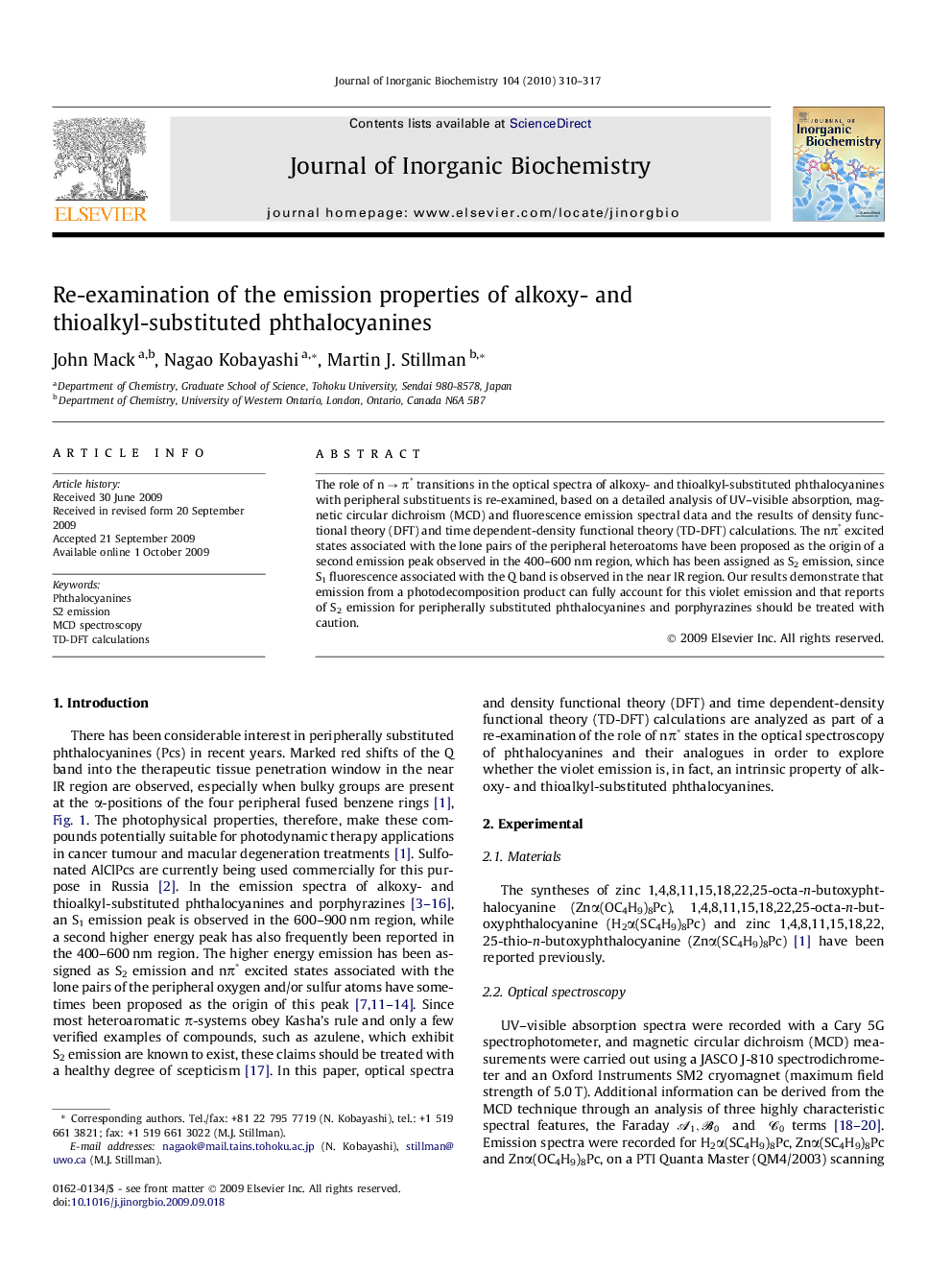 Re-examination of the emission properties of alkoxy- and thioalkyl-substituted phthalocyanines