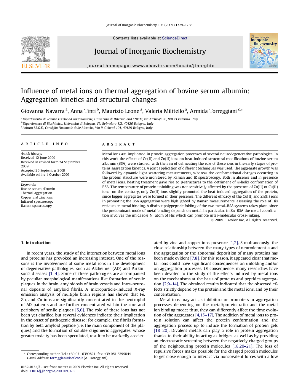 Influence of metal ions on thermal aggregation of bovine serum albumin: Aggregation kinetics and structural changes