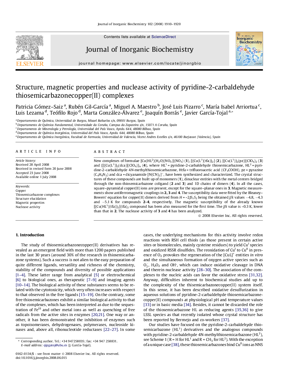 Structure, magnetic properties and nuclease activity of pyridine-2-carbaldehyde thiosemicarbazonecopper(II) complexes