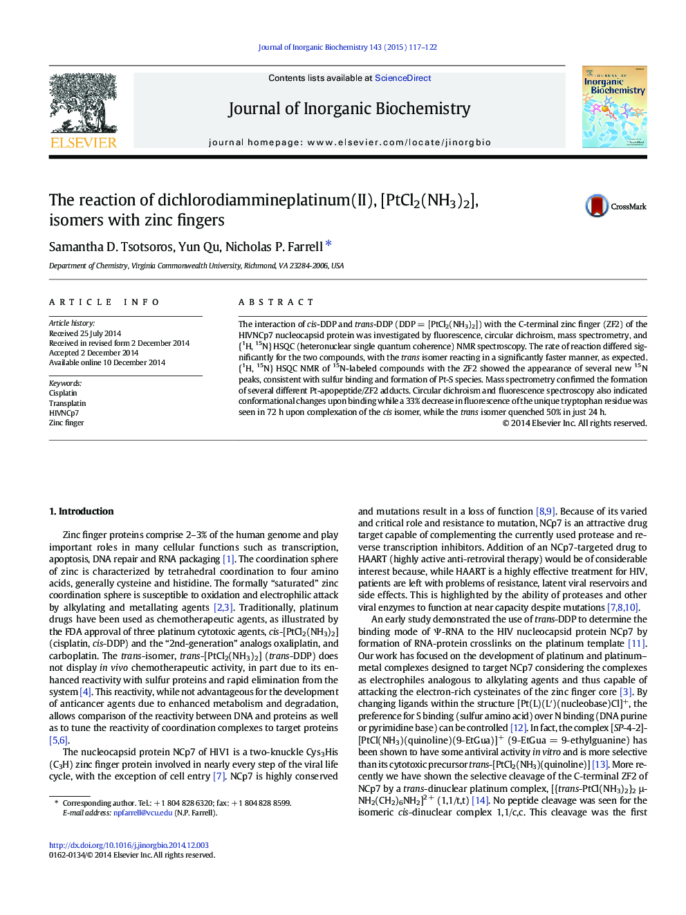 The reaction of dichlorodiammineplatinum(II), [PtCl2(NH3)2], isomers with zinc fingers