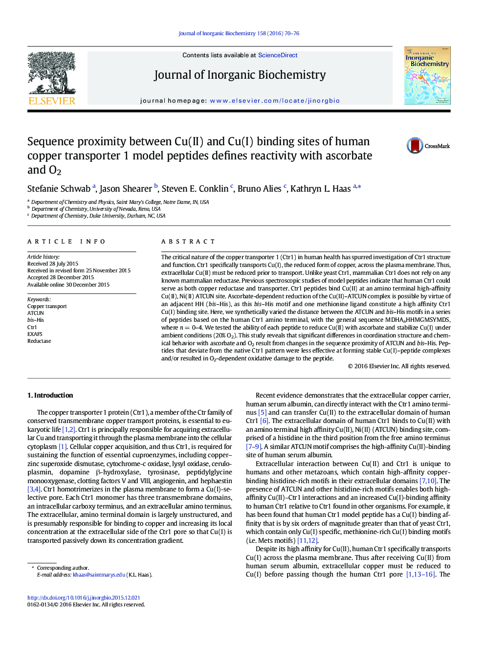 Sequence proximity between Cu(II) and Cu(I) binding sites of human copper transporter 1 model peptides defines reactivity with ascorbate and O2