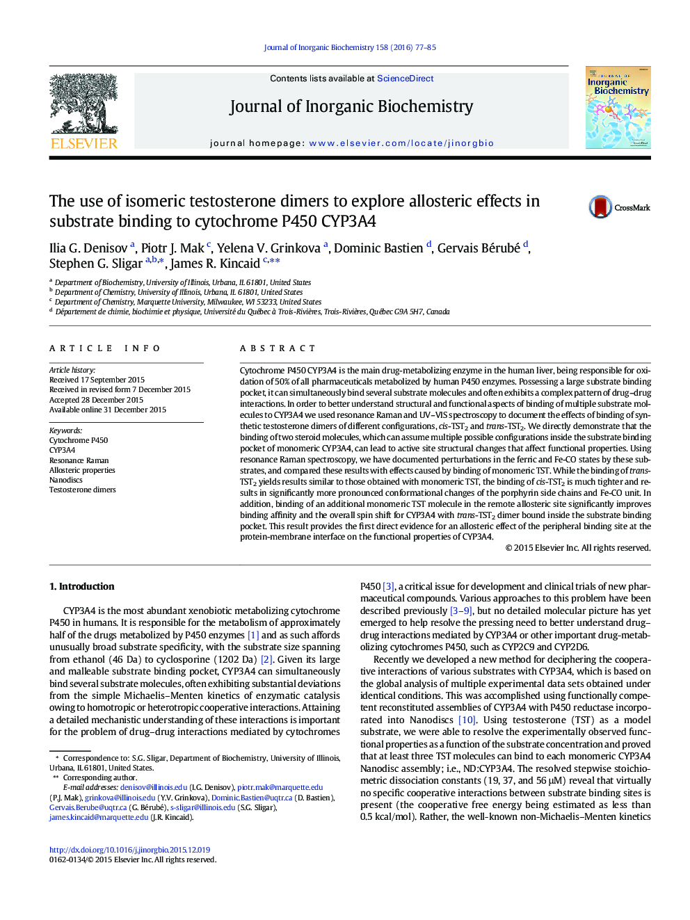 The use of isomeric testosterone dimers to explore allosteric effects in substrate binding to cytochrome P450 CYP3A4