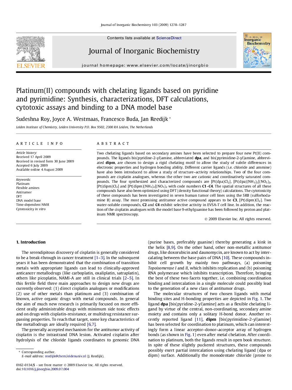 Platinum(II) compounds with chelating ligands based on pyridine and pyrimidine: Synthesis, characterizations, DFT calculations, cytotoxic assays and binding to a DNA model base