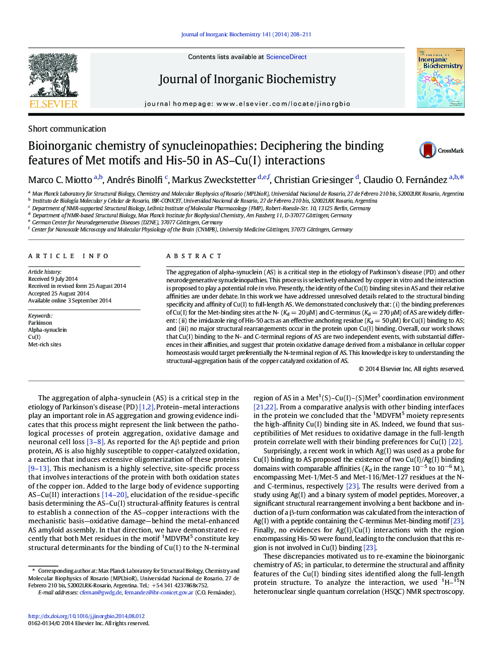 Bioinorganic chemistry of synucleinopathies: Deciphering the binding features of Met motifs and His-50 in AS–Cu(I) interactions