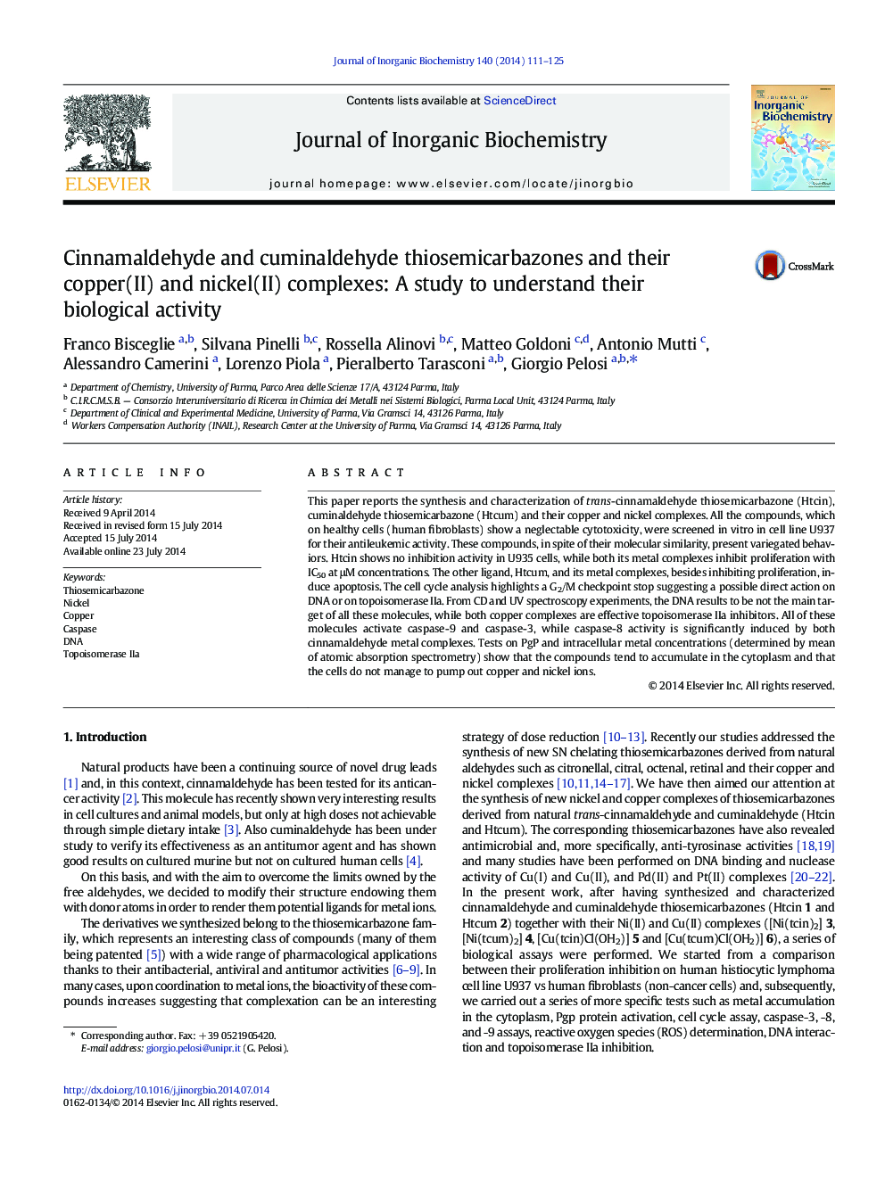 Cinnamaldehyde and cuminaldehyde thiosemicarbazones and their copper(II) and nickel(II) complexes: A study to understand their biological activity