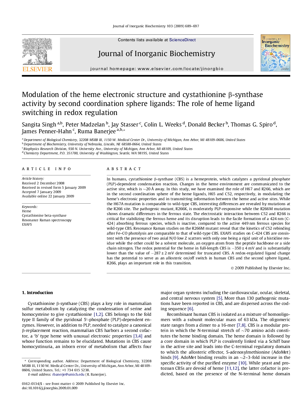 Modulation of the heme electronic structure and cystathionine β-synthase activity by second coordination sphere ligands: The role of heme ligand switching in redox regulation