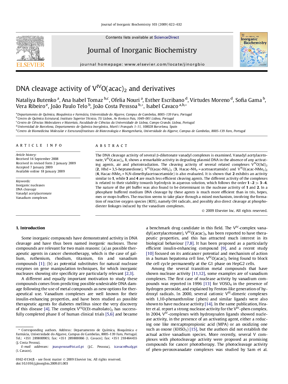 DNA cleavage activity of VIVO(acac)2 and derivatives