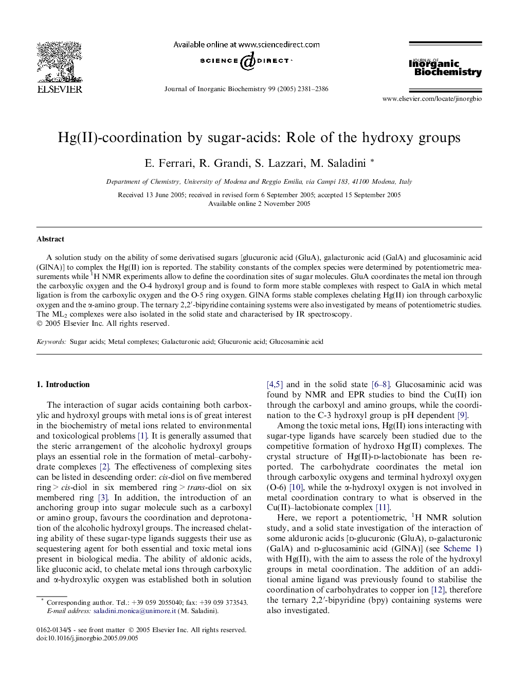 Hg(II)-coordination by sugar-acids: Role of the hydroxy groups