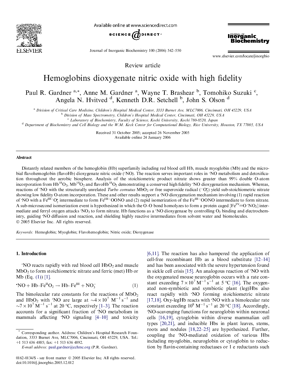 Hemoglobins dioxygenate nitric oxide with high fidelity