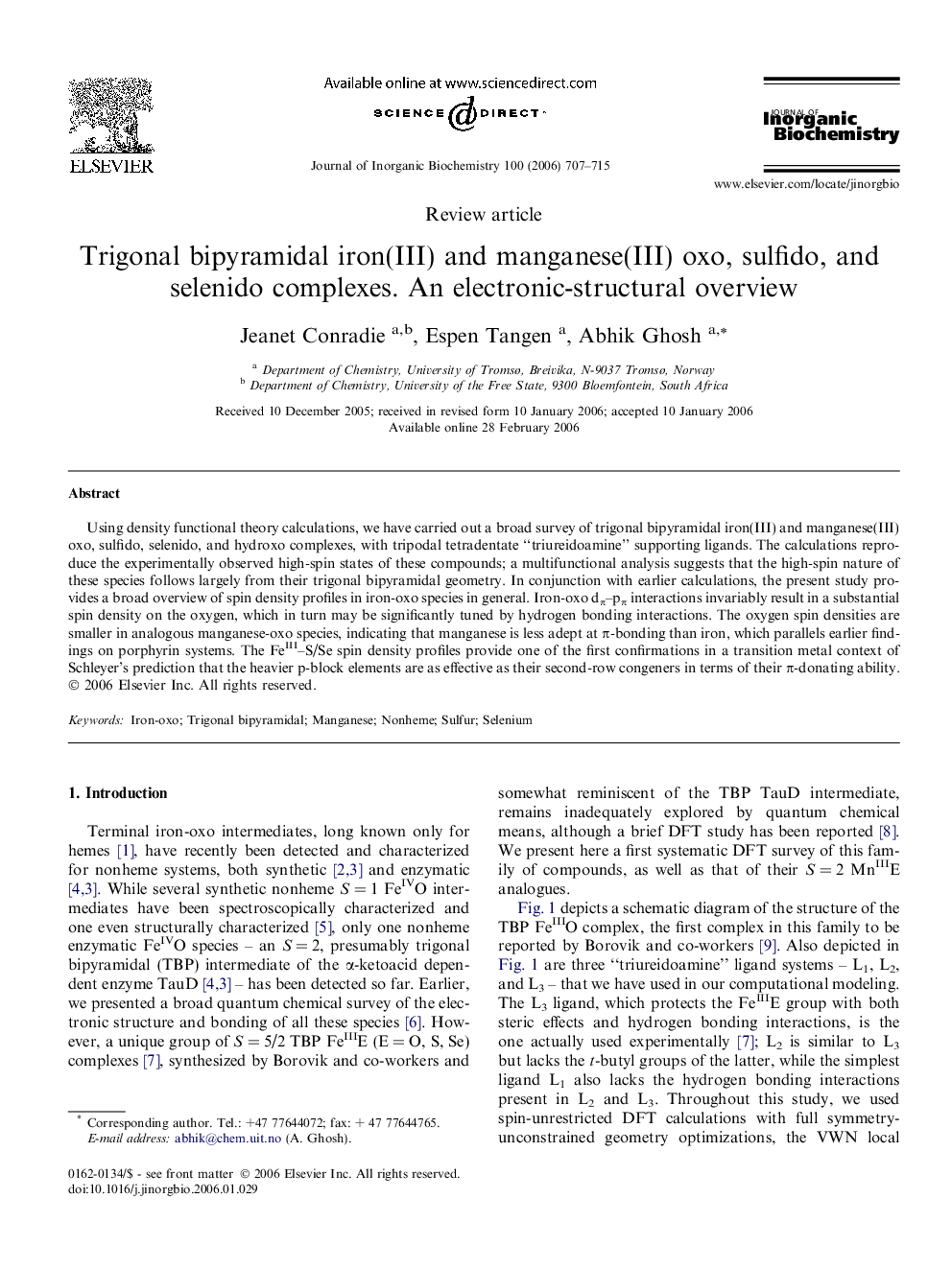 Trigonal bipyramidal iron(III) and manganese(III) oxo, sulfido, and selenido complexes. An electronic-structural overview