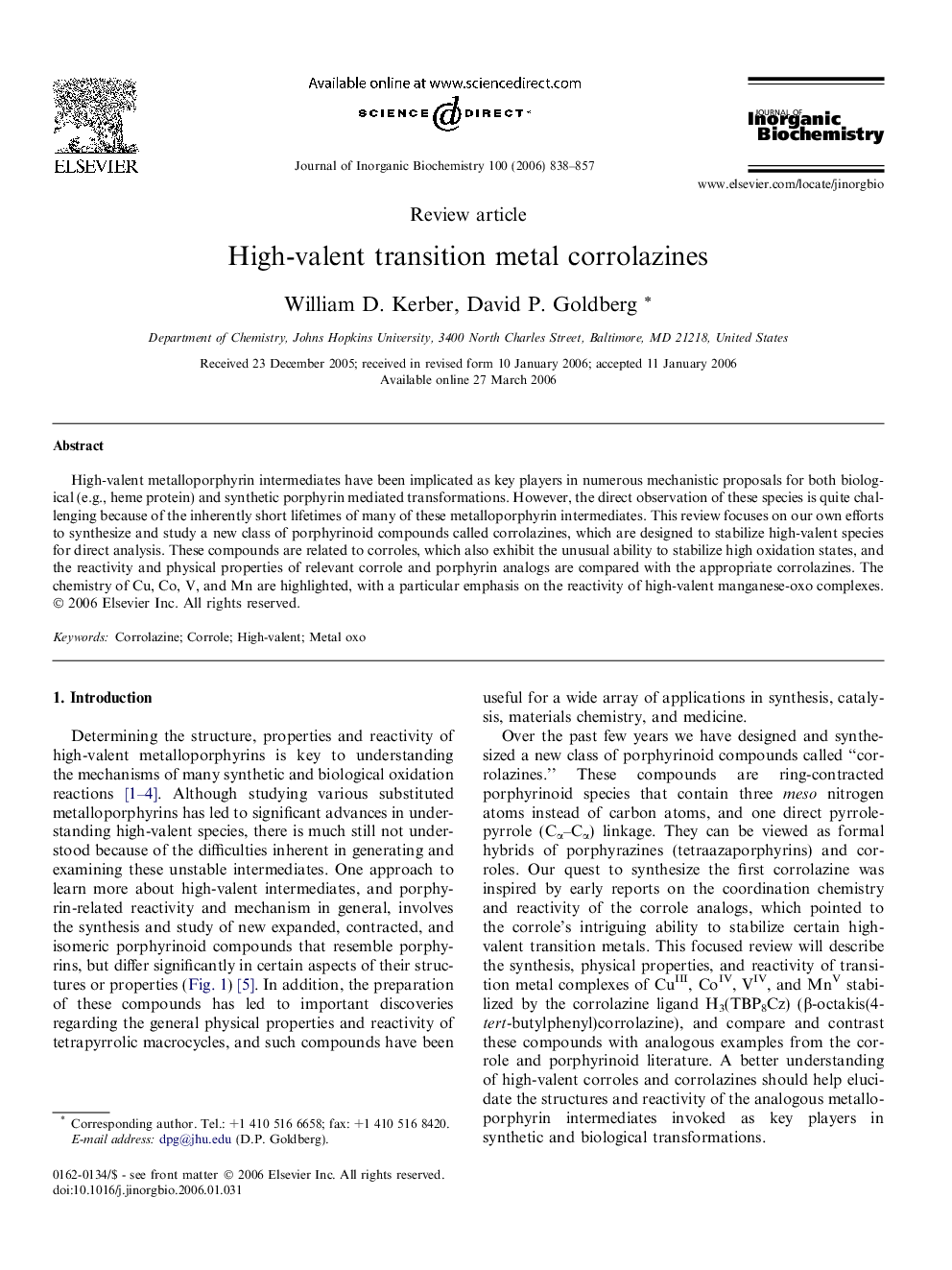 High-valent transition metal corrolazines