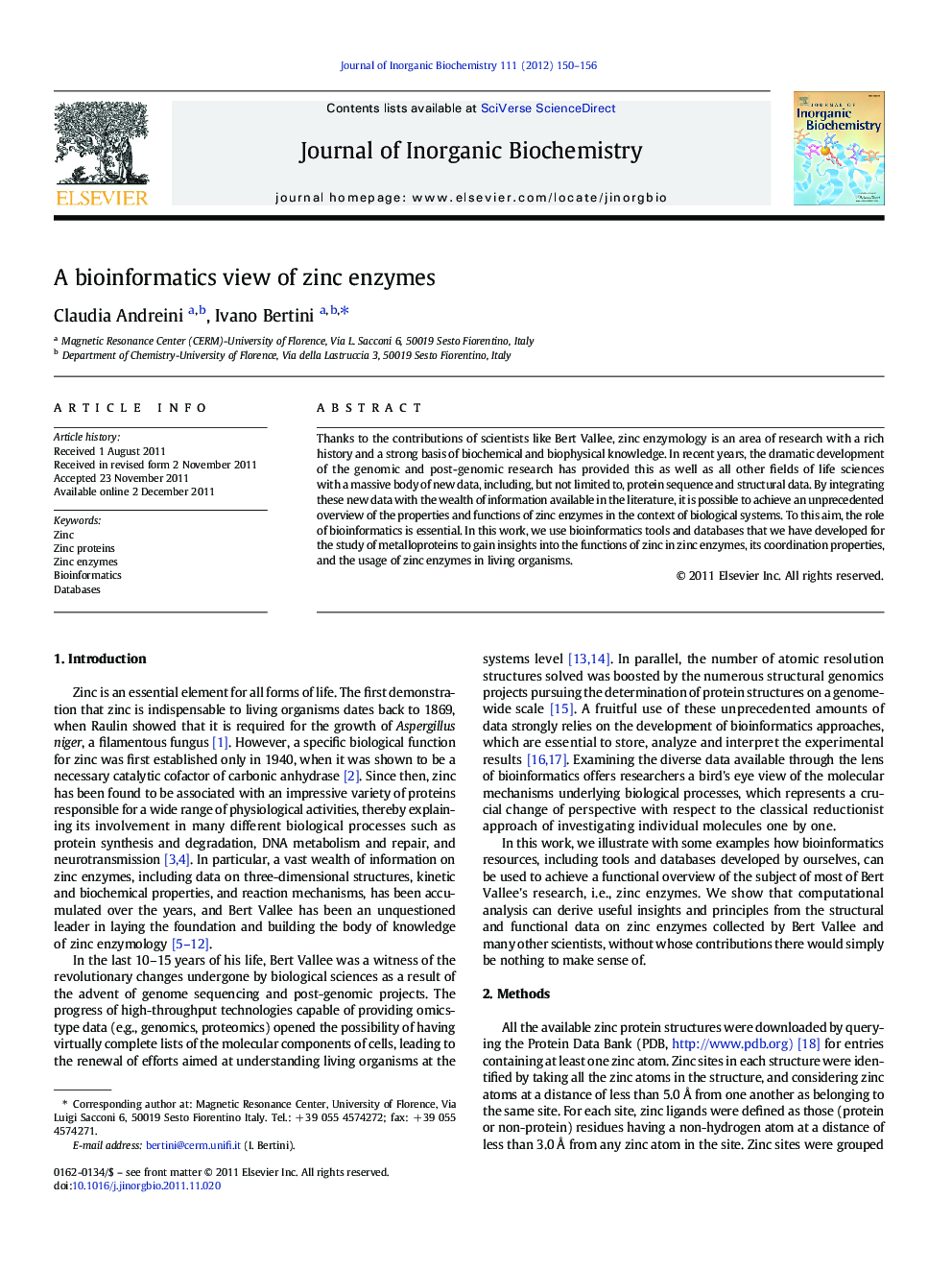 A bioinformatics view of zinc enzymes