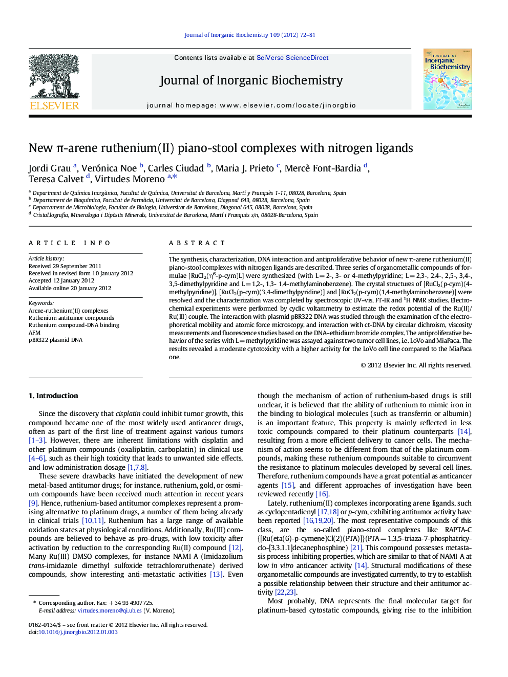 New π-arene ruthenium(II) piano-stool complexes with nitrogen ligands