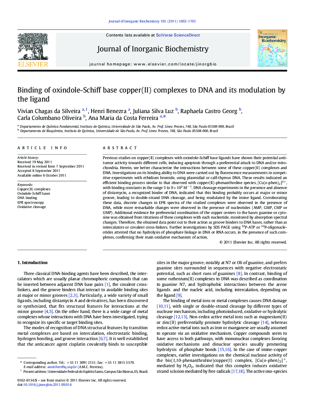 Binding of oxindole-Schiff base copper(II) complexes to DNA and its modulation by the ligand