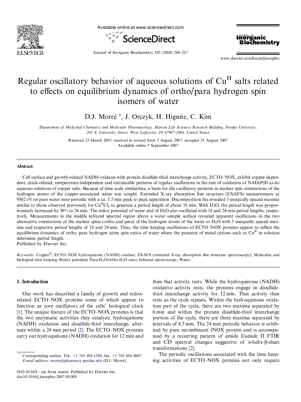 Regular oscillatory behavior of aqueous solutions of CuII salts related to effects on equilibrium dynamics of ortho/para hydrogen spin isomers of water