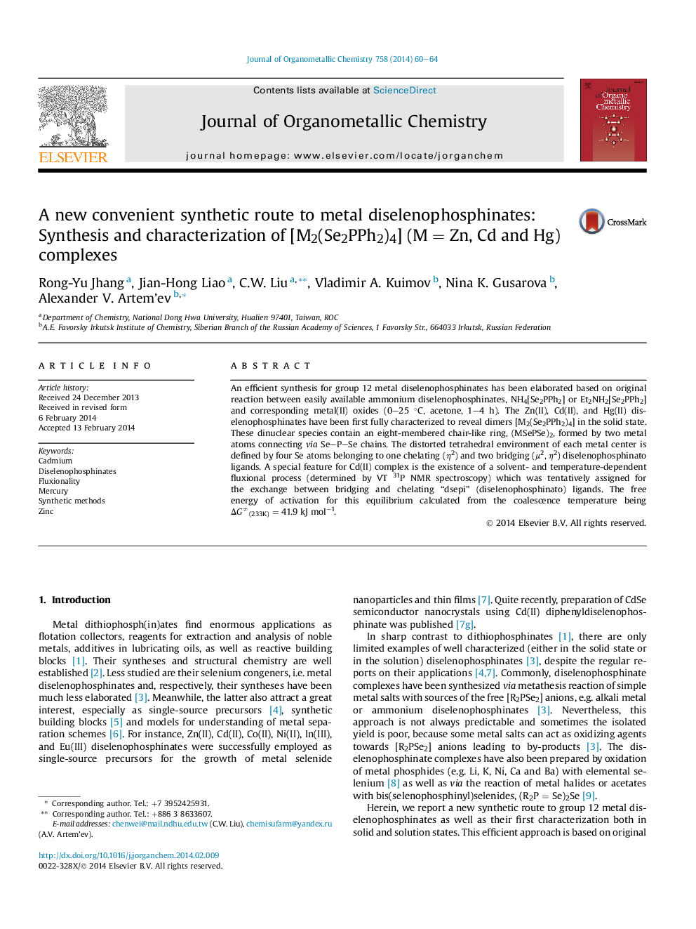 A new convenient synthetic route to metal diselenophosphinates: Synthesis and characterization of [M2(Se2PPh2)4] (M = Zn, Cd and Hg) complexes