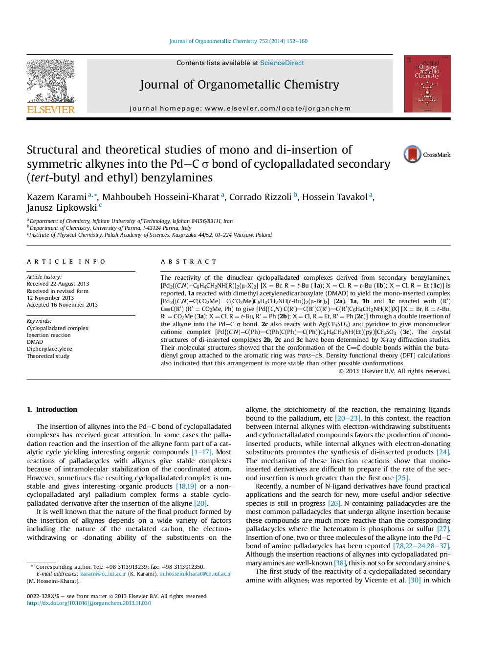 Structural and theoretical studies of mono and di-insertion of symmetric alkynes into the Pd-C Ï bond of cyclopalladated secondary (tert-butyl and ethyl) benzylamines