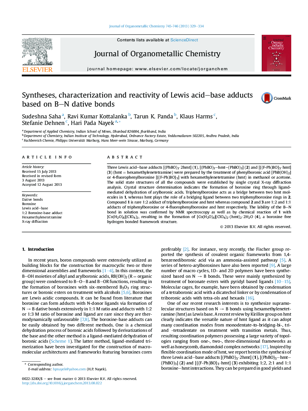 Syntheses, characterization and reactivity of Lewis acid–base adducts based on B–N dative bonds