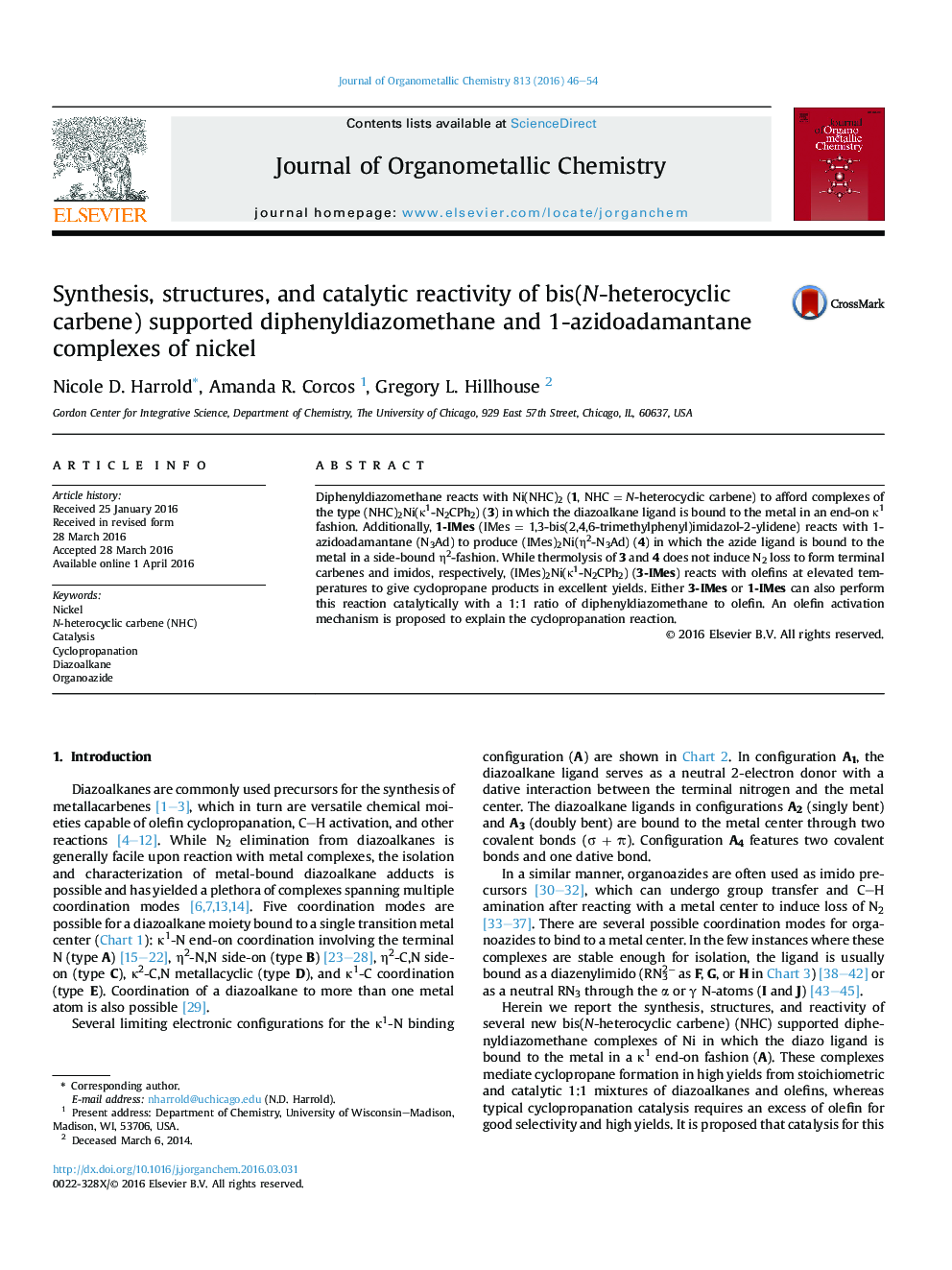 Synthesis, structures, and catalytic reactivity of bis(N-heterocyclic carbene) supported diphenyldiazomethane and 1-azidoadamantane complexes of nickel