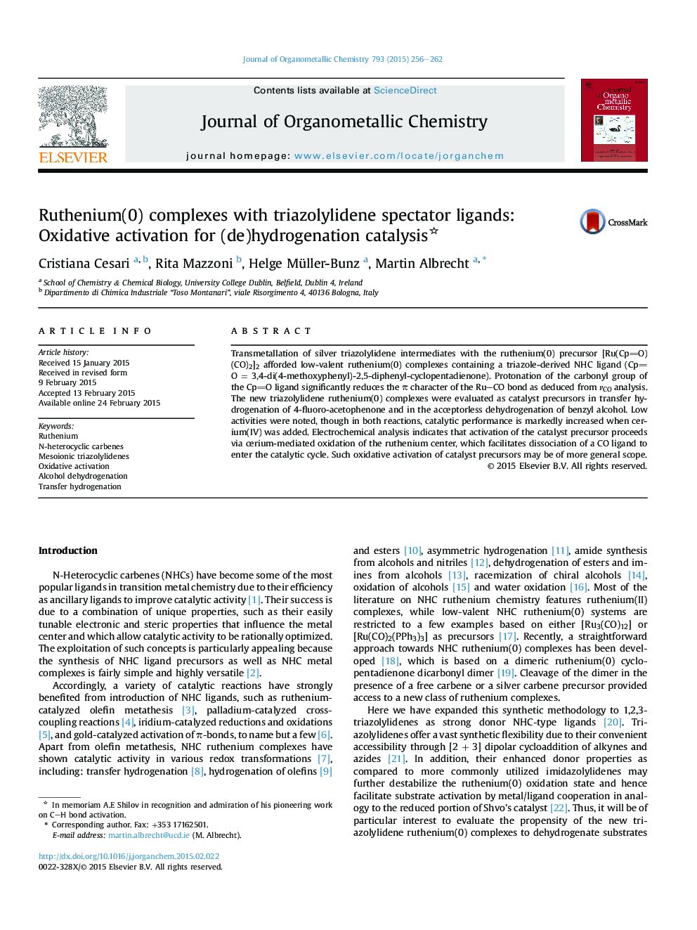 Ruthenium(0) complexes with triazolylidene spectator ligands: Oxidative activation for (de)hydrogenation catalysis