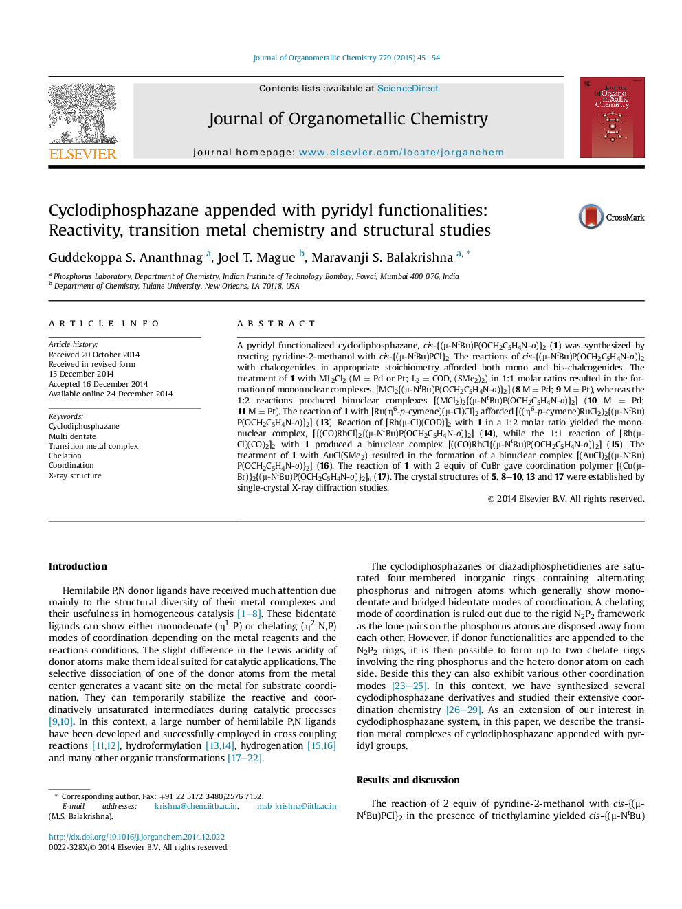 Cyclodiphosphazane appended with pyridyl functionalities: Reactivity, transition metal chemistry and structural studies