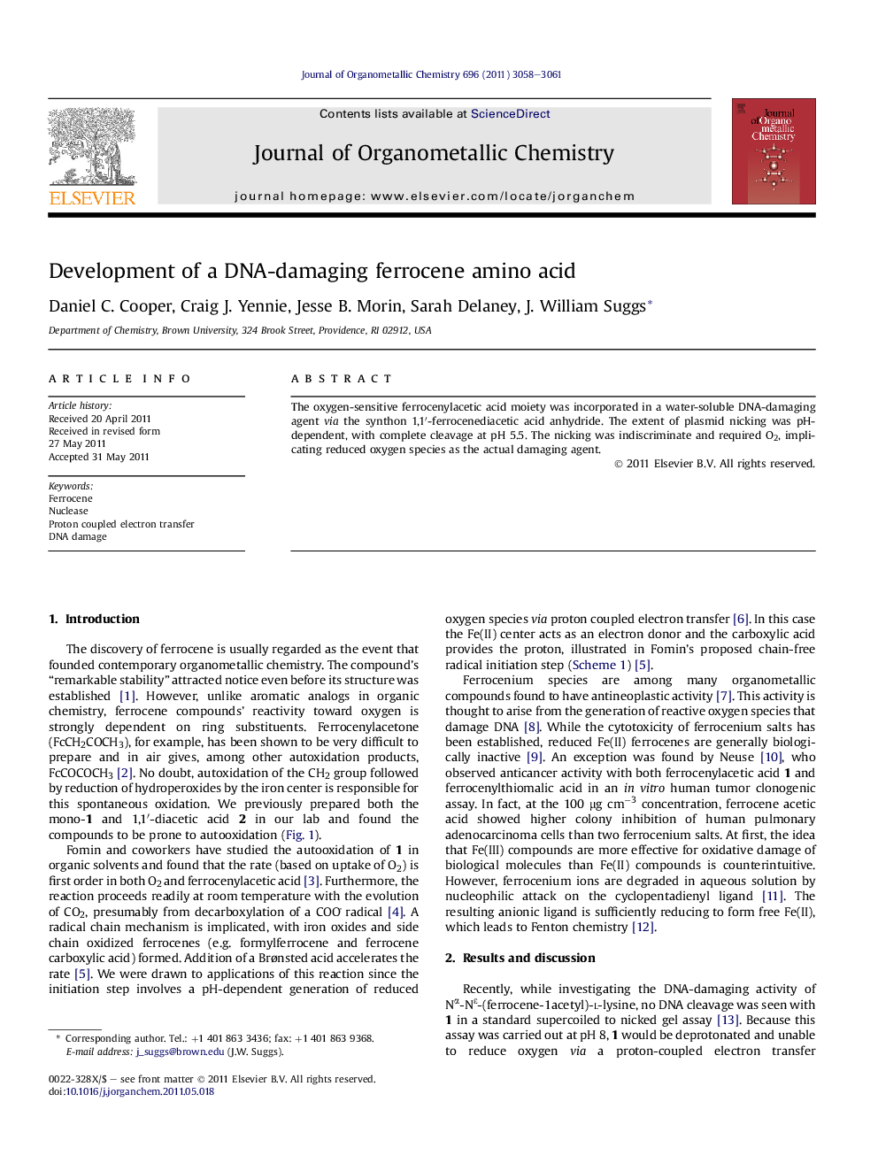 Development of a DNA-damaging ferrocene amino acid