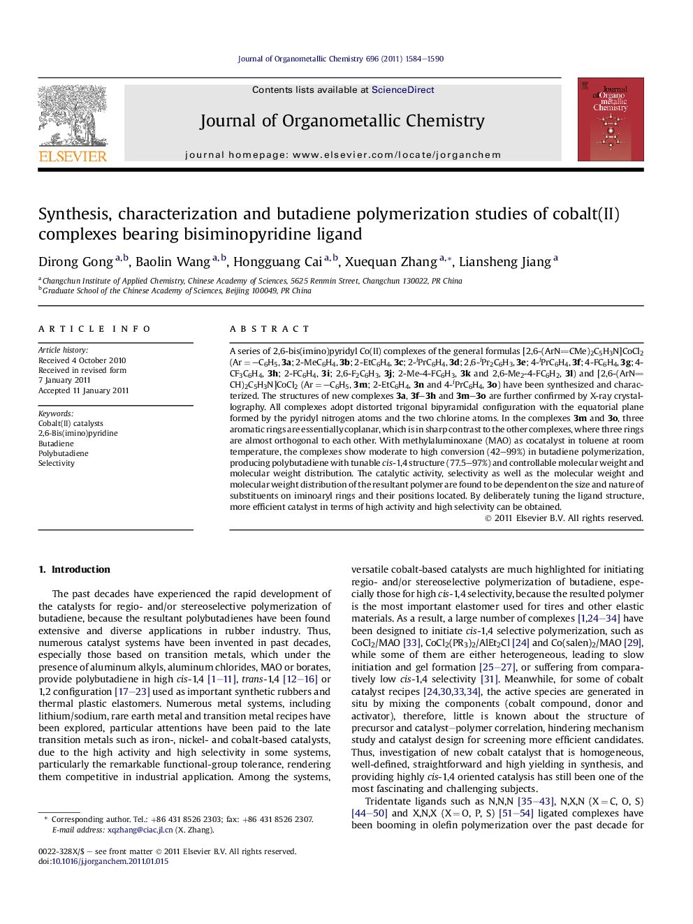 Synthesis, characterization and butadiene polymerization studies of cobalt(II) complexes bearing bisiminopyridine ligand