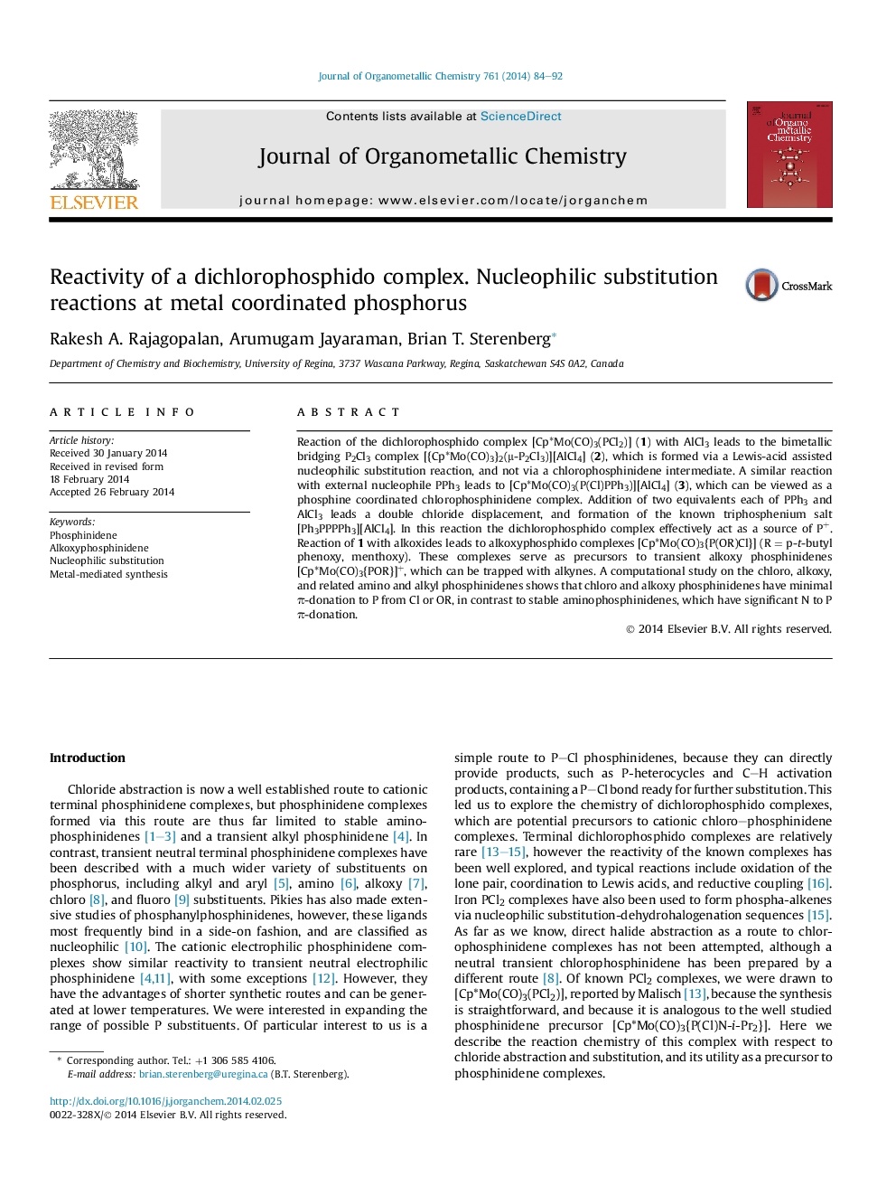 Reactivity of a dichlorophosphido complex. Nucleophilic substitution reactions at metal coordinated phosphorus