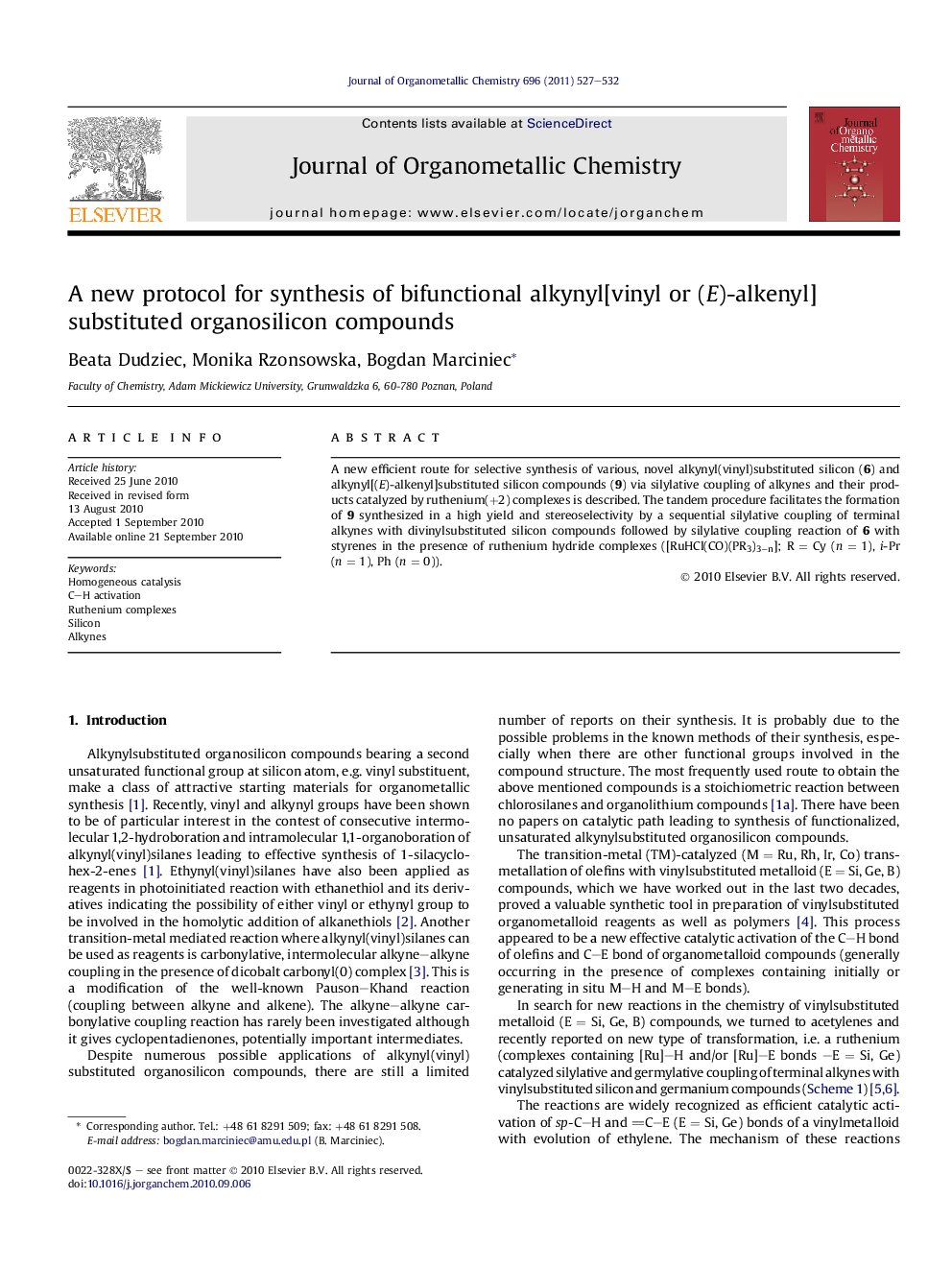 A new protocol for synthesis of bifunctional alkynyl[vinyl or (E)-alkenyl]substituted organosilicon compounds