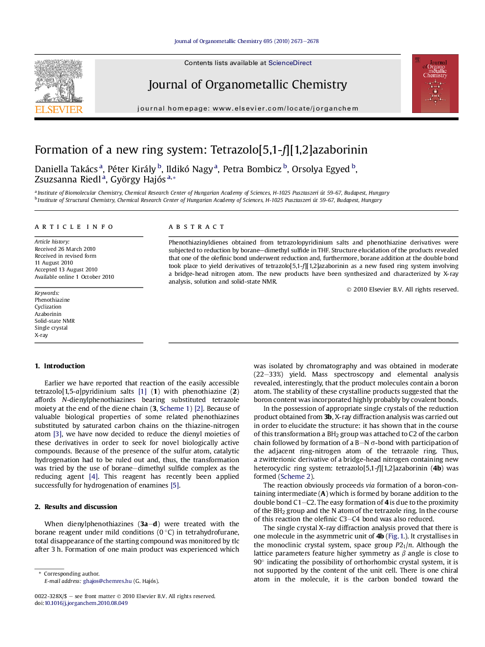 Formation of a new ring system: Tetrazolo[5,1-f][1,2]azaborinin