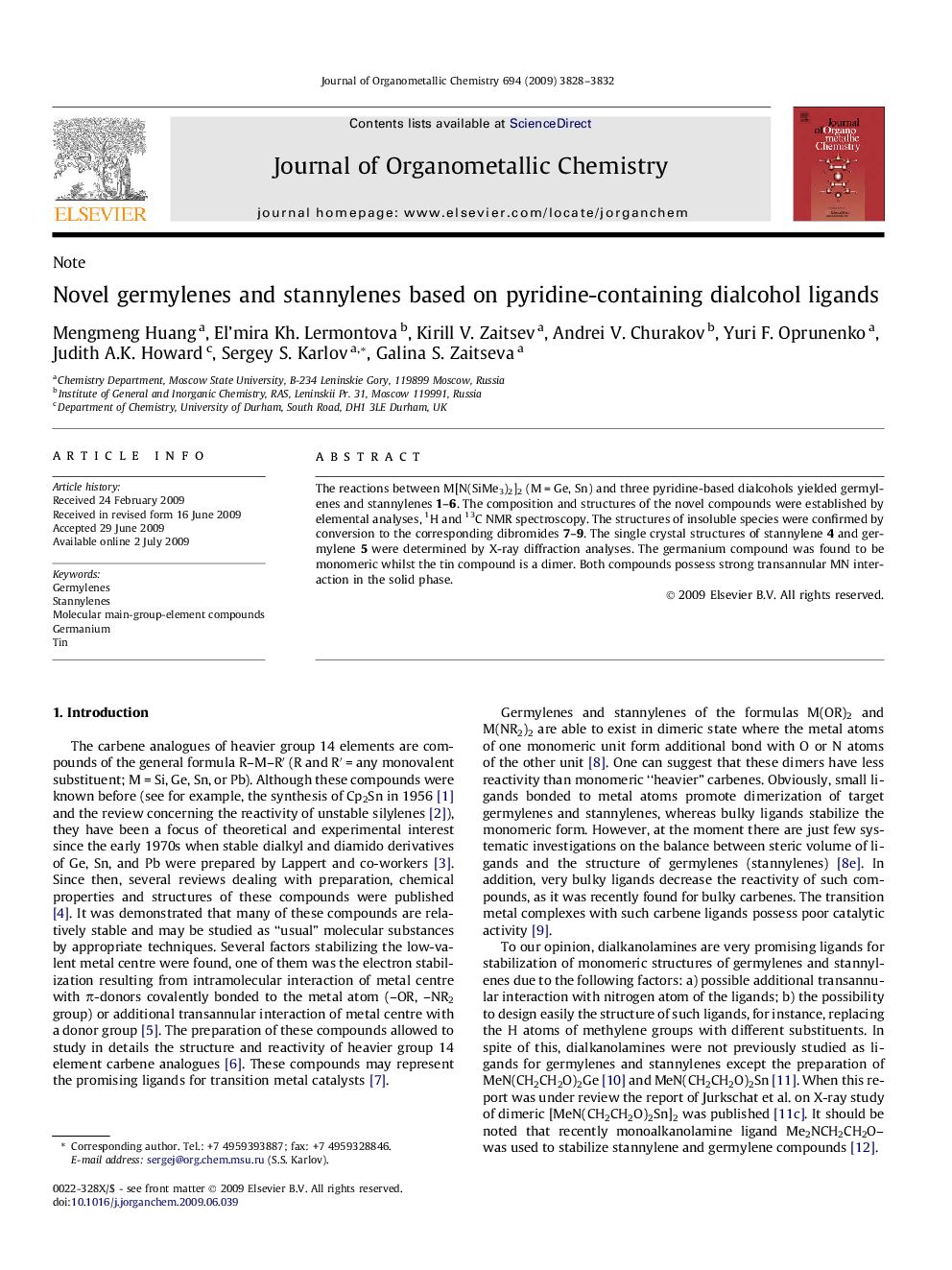 Novel germylenes and stannylenes based on pyridine-containing dialcohol ligands