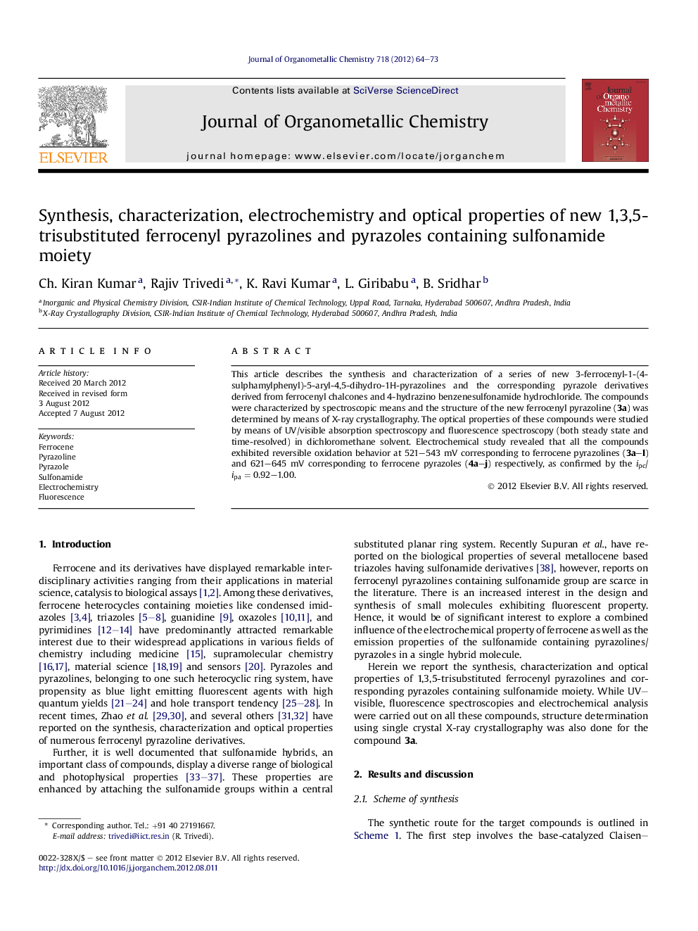 Synthesis, characterization, electrochemistry and optical properties of new 1,3,5-trisubstituted ferrocenyl pyrazolines and pyrazoles containing sulfonamide moiety