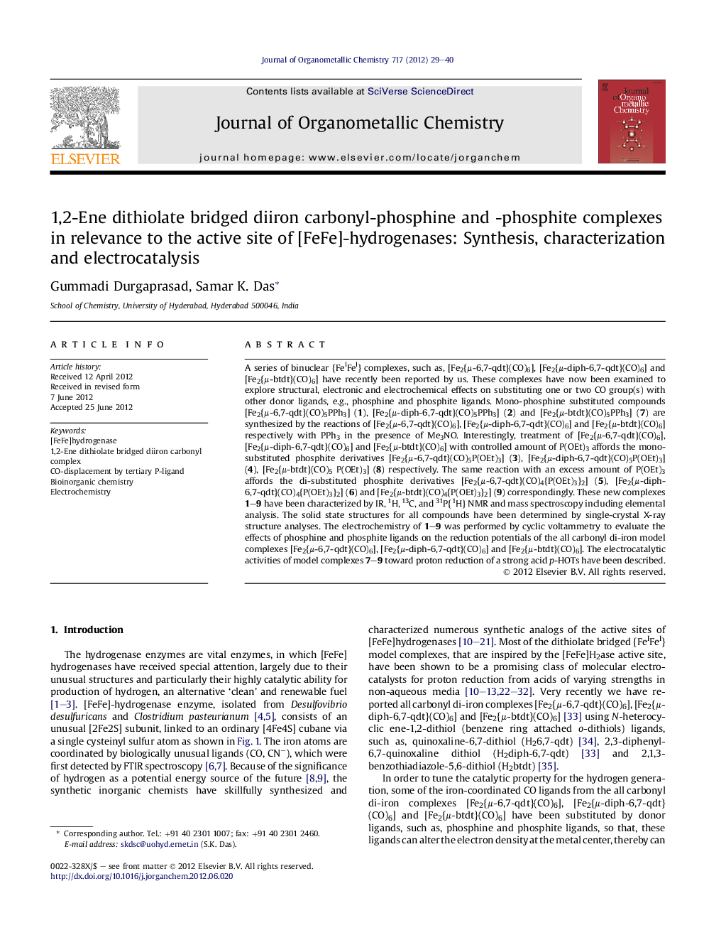 1,2-Ene dithiolate bridged diiron carbonyl-phosphine and -phosphite complexes in relevance to the active site of [FeFe]-hydrogenases: Synthesis, characterization and electrocatalysis