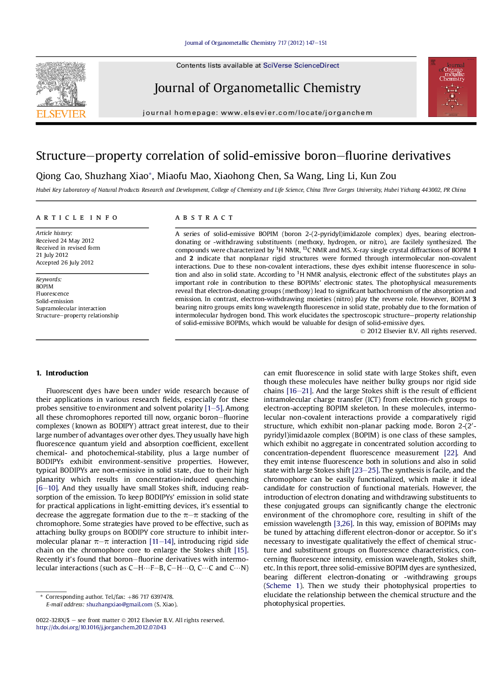 Structure–property correlation of solid-emissive boron–fluorine derivatives