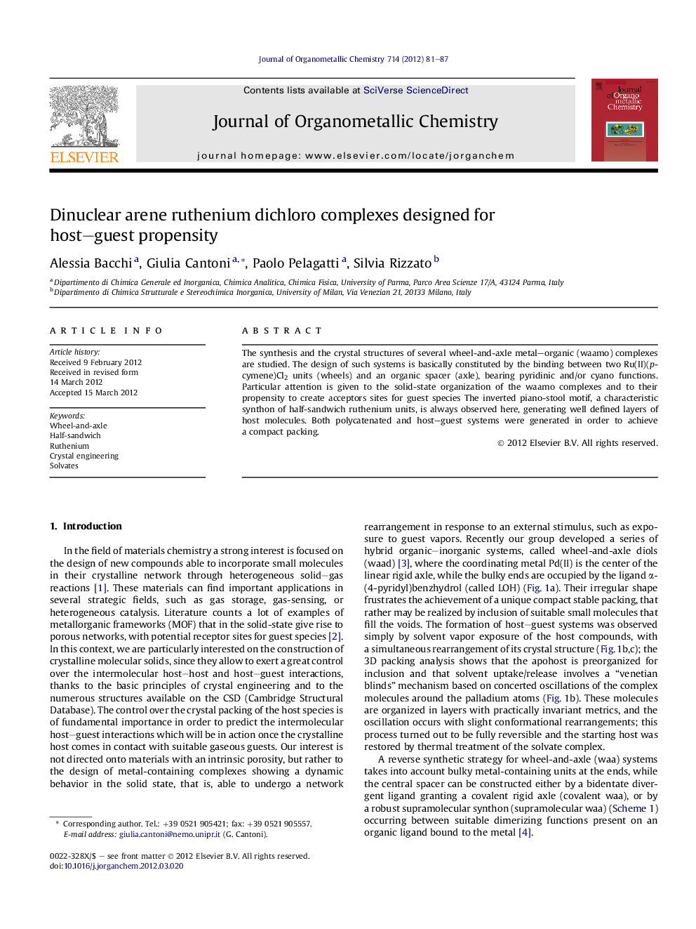 Dinuclear arene ruthenium dichloro complexes designed for host–guest propensity