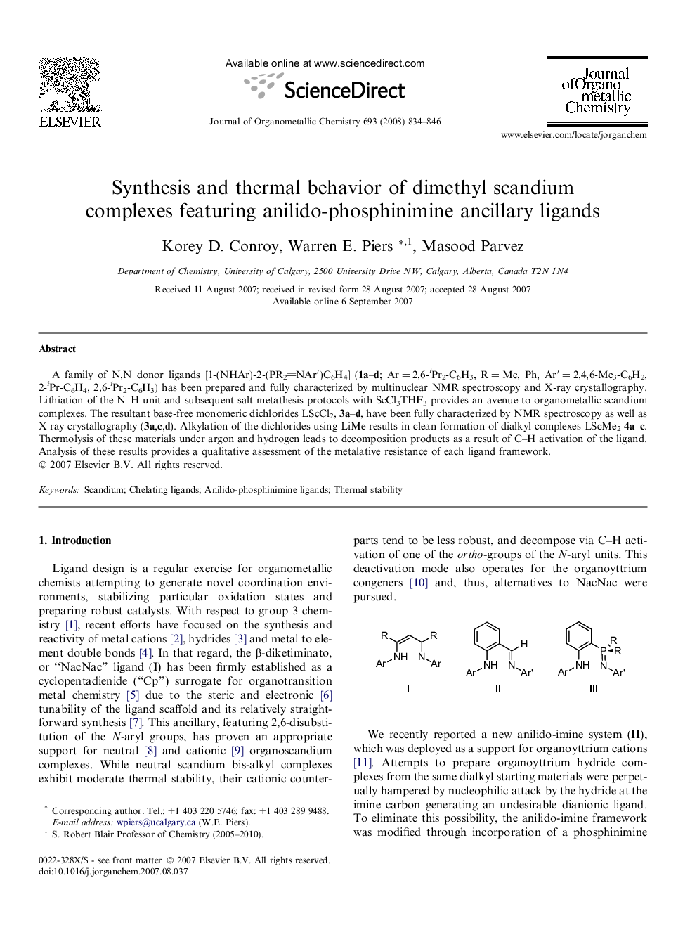 Synthesis and thermal behavior of dimethyl scandium complexes featuring anilido-phosphinimine ancillary ligands