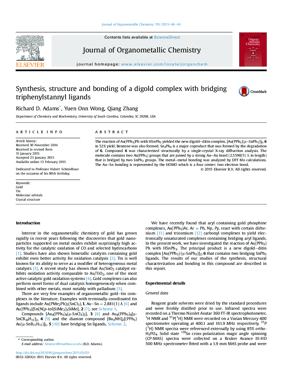 Synthesis, structure and bonding of a digold complex with bridging triphenylstannyl ligands