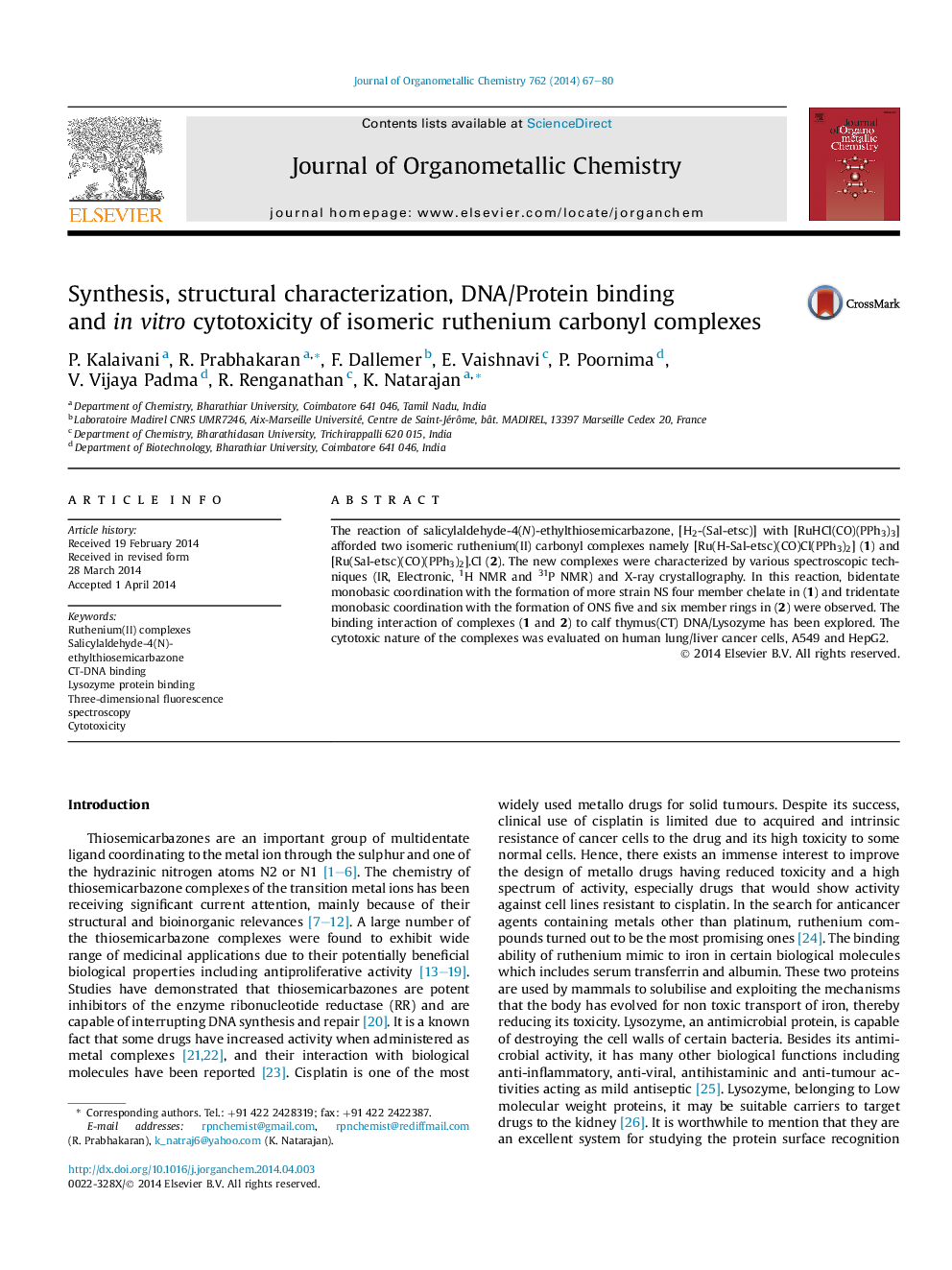 Synthesis, structural characterization, DNA/Protein binding and in vitro cytotoxicity of isomeric ruthenium carbonyl complexes