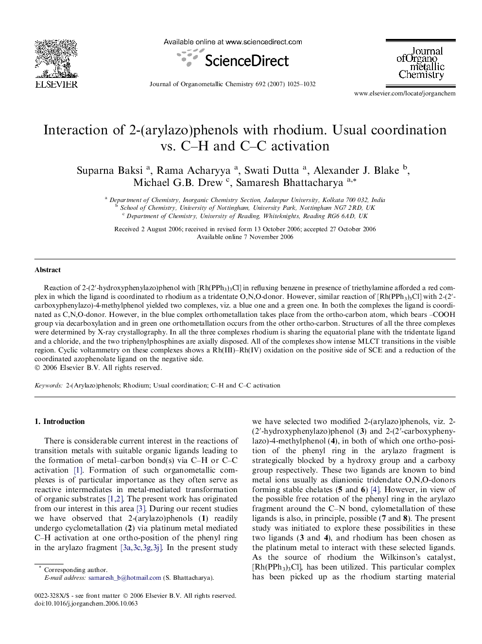 Interaction of 2-(arylazo)phenols with rhodium. Usual coordination vs. C–H and C–C activation
