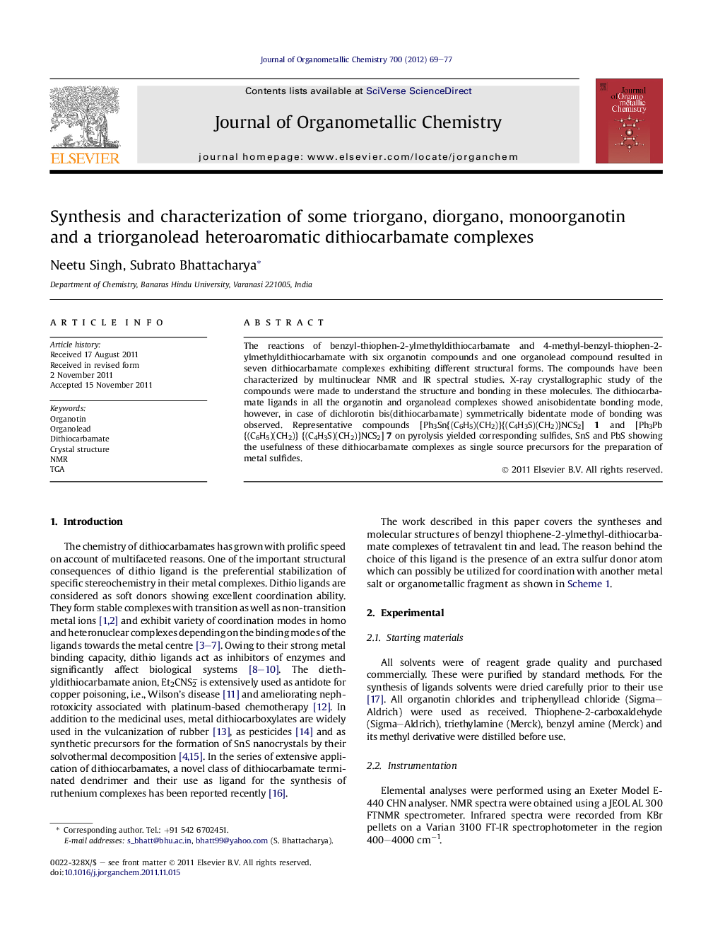 Synthesis and characterization of some triorgano, diorgano, monoorganotin and a triorganolead heteroaromatic dithiocarbamate complexes