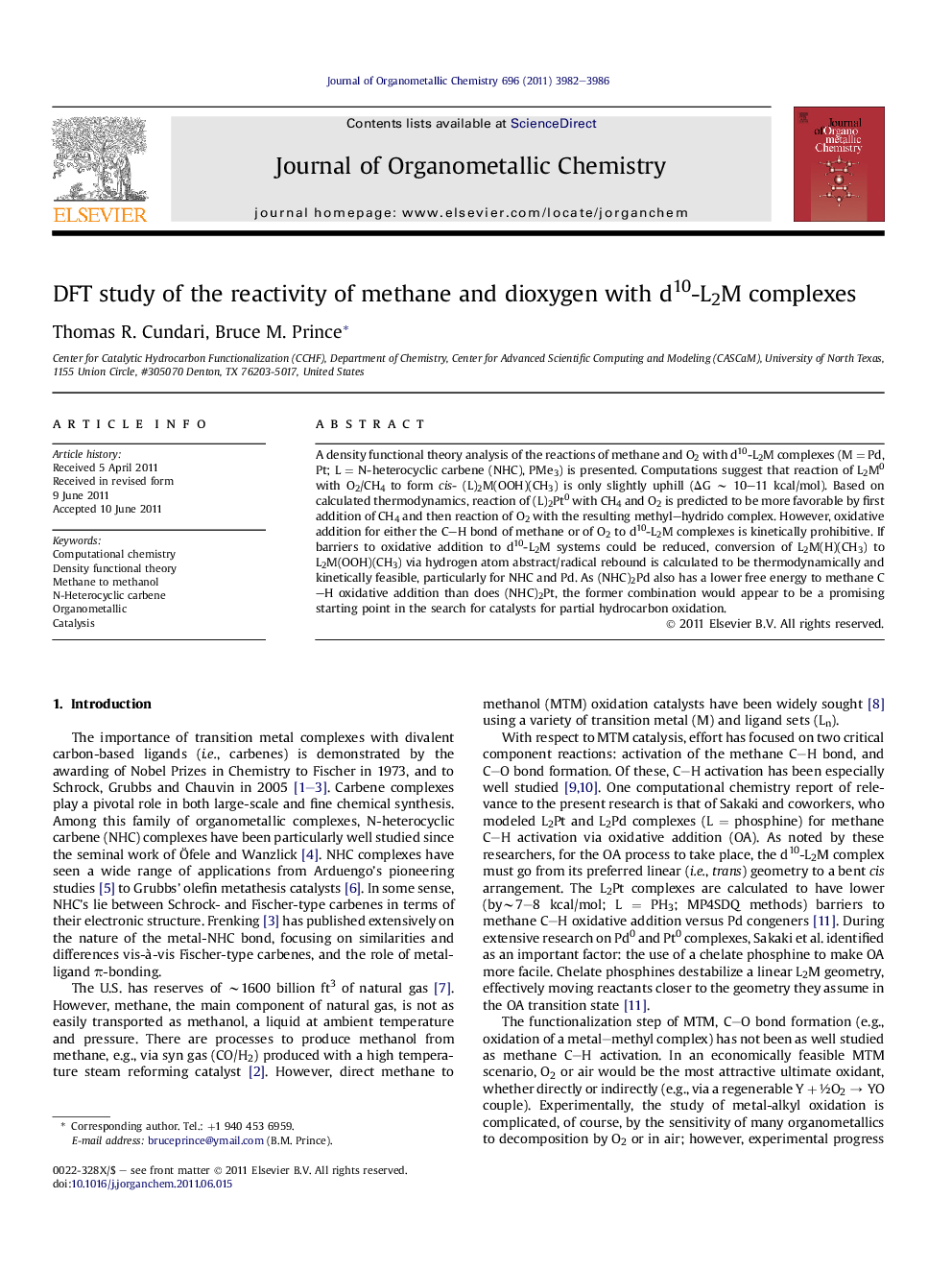 عکس صفحه اول مقاله: DFT study of the reactivity of methane and dioxygen with d10-L2M complexes DFT study of the reactivity of methane and dioxygen with d10-L2M complexes