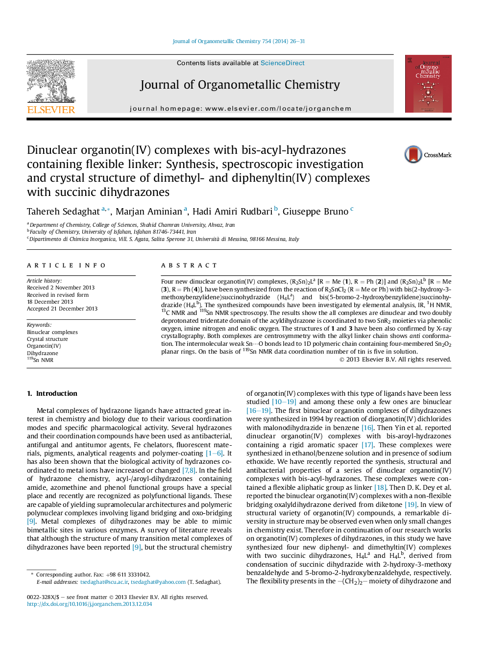 Dinuclear organotin(IV) complexes with bis-acyl-hydrazones containing flexible linker: Synthesis, spectroscopic investigation and crystal structure of dimethyl- and diphenyltin(IV) complexes with succinic dihydrazones