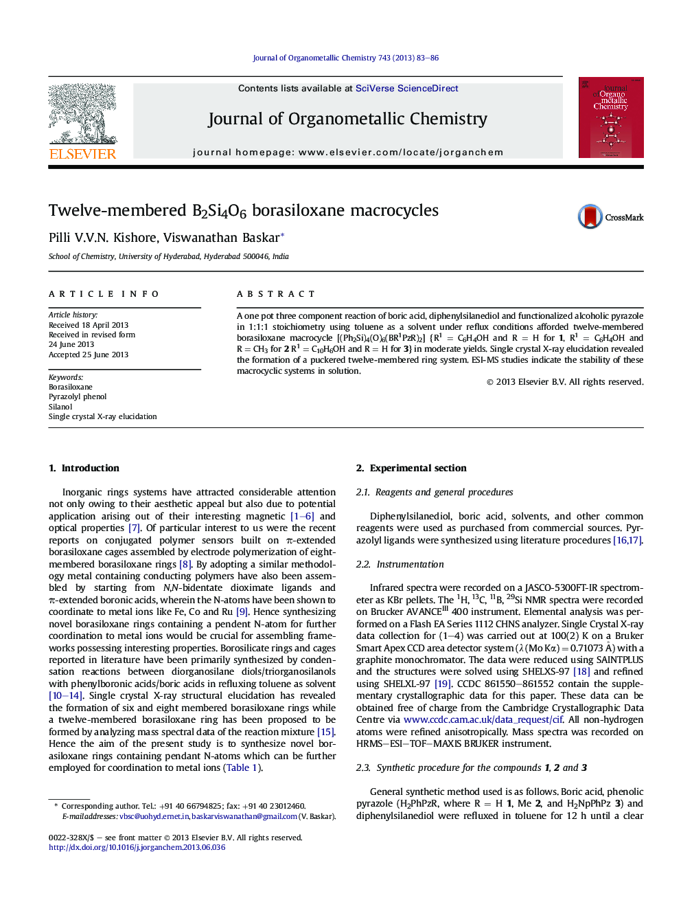 Twelve-membered B2Si4O6 borasiloxane macrocycles