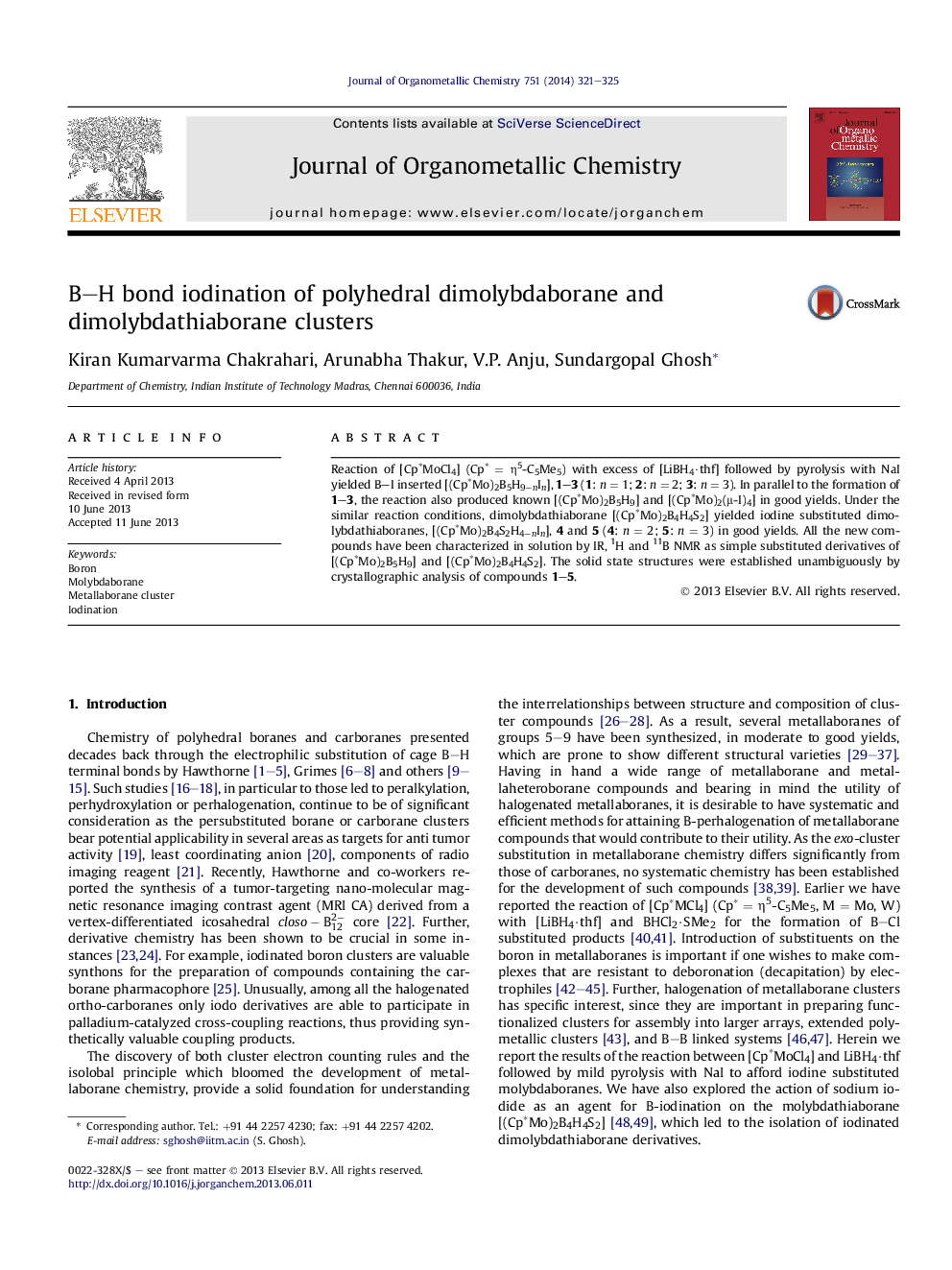 B–H bond iodination of polyhedral dimolybdaborane and dimolybdathiaborane clusters