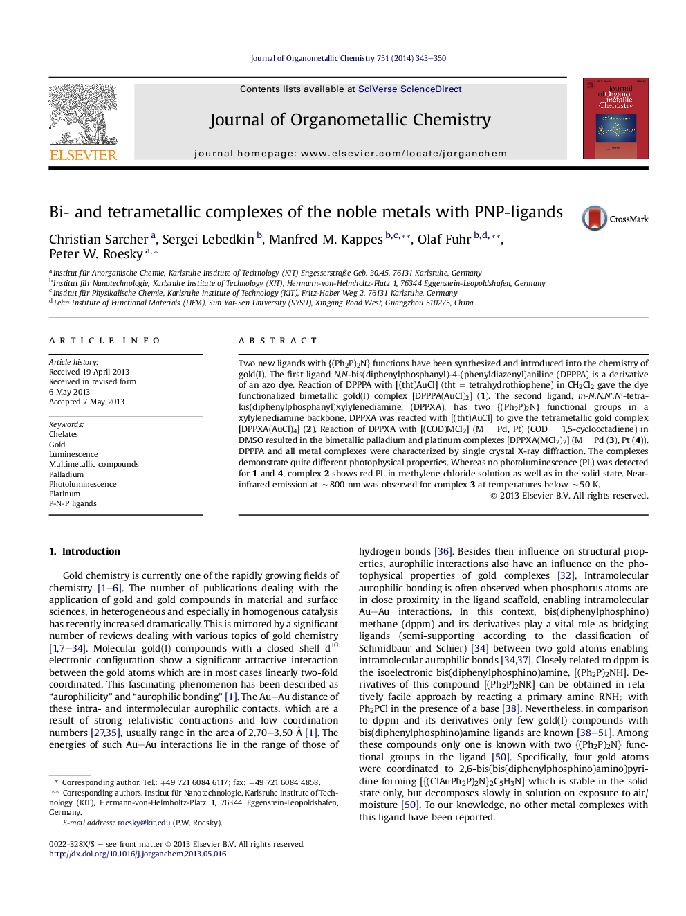 Bi- and tetrametallic complexes of the noble metals with PNP-ligands