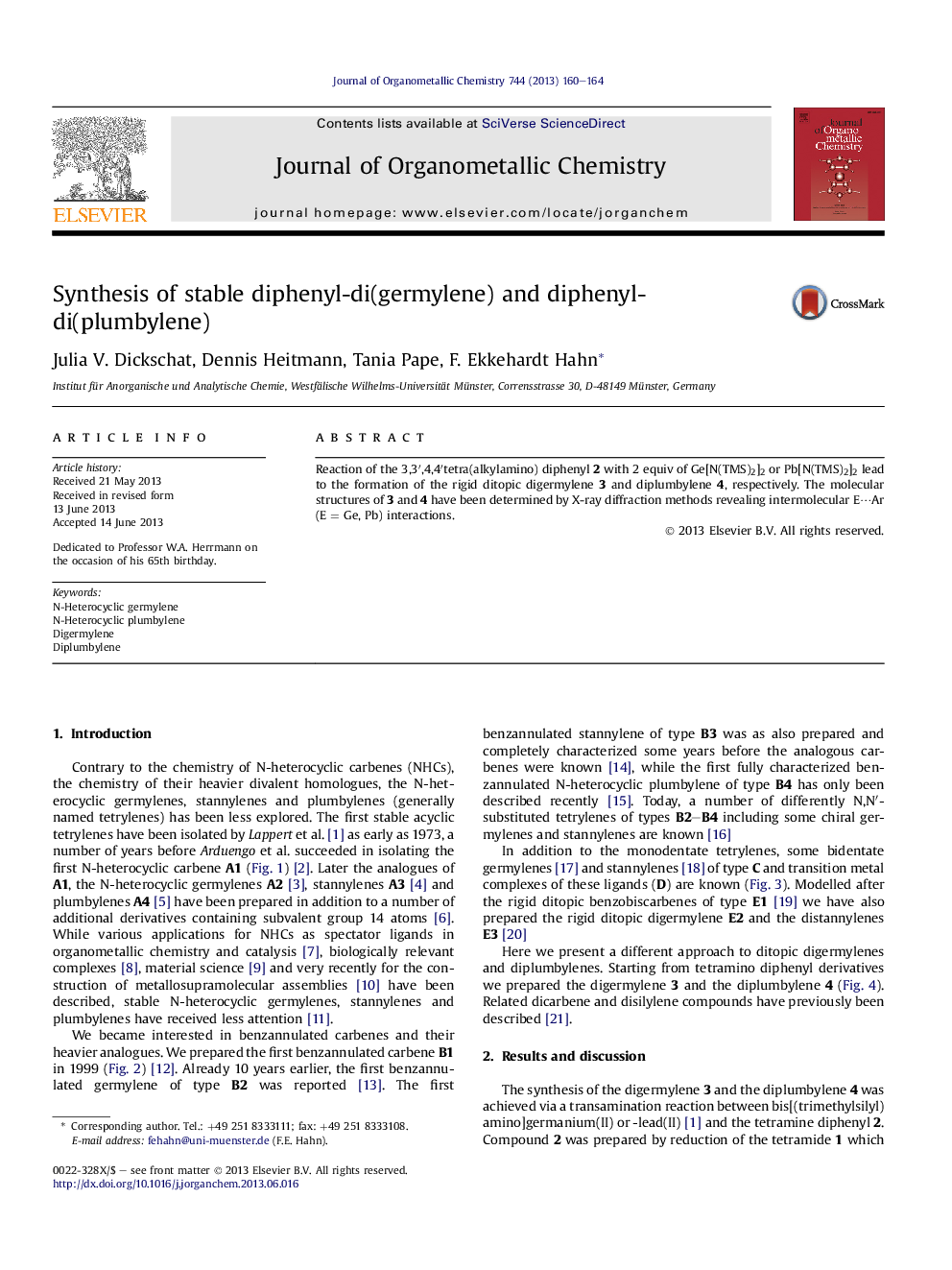 Synthesis of stable diphenyl-di(germylene) and diphenyl-di(plumbylene)