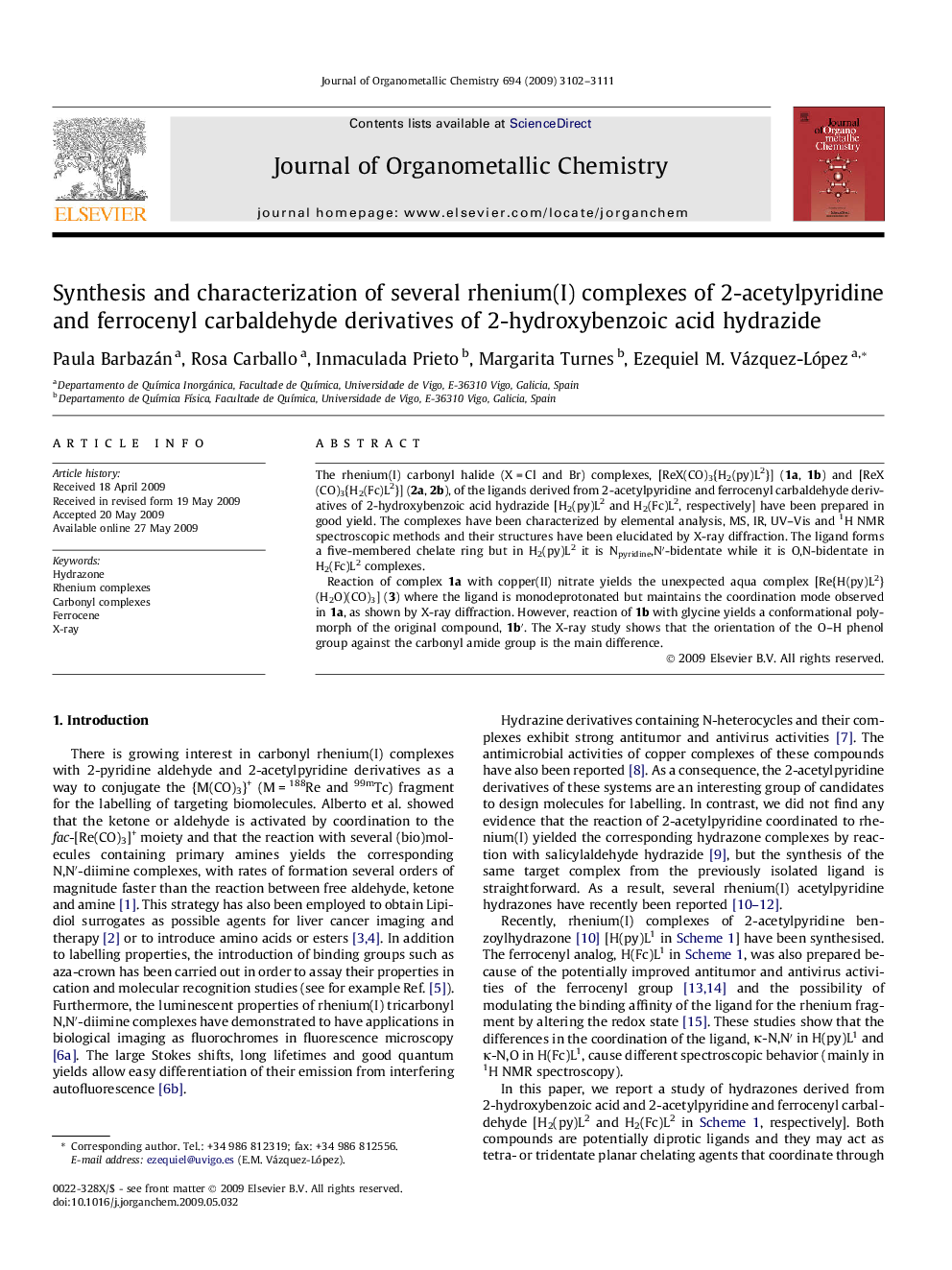 Synthesis and characterization of several rhenium(I) complexes of 2-acetylpyridine and ferrocenyl carbaldehyde derivatives of 2-hydroxybenzoic acid hydrazide