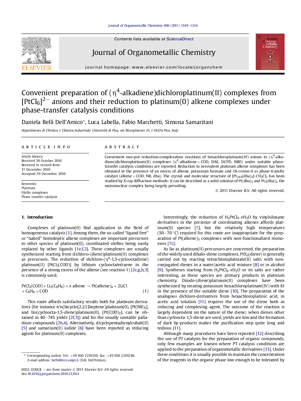 Convenient preparation of (η4-alkadiene)dichloroplatinum(II) complexes from [PtCl6]2− anions and their reduction to platinum(0) alkene complexes under phase-transfer catalysis conditions